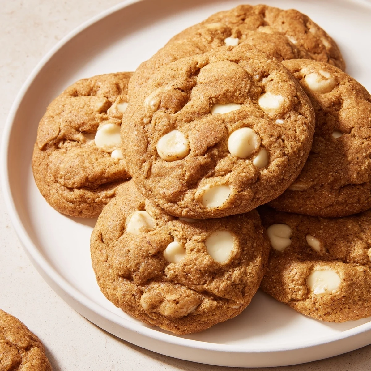 Close up shot of warm, freshly baked Soft and Chewy Pumpkin Spice Cookies, lightly spiced and delicious.
