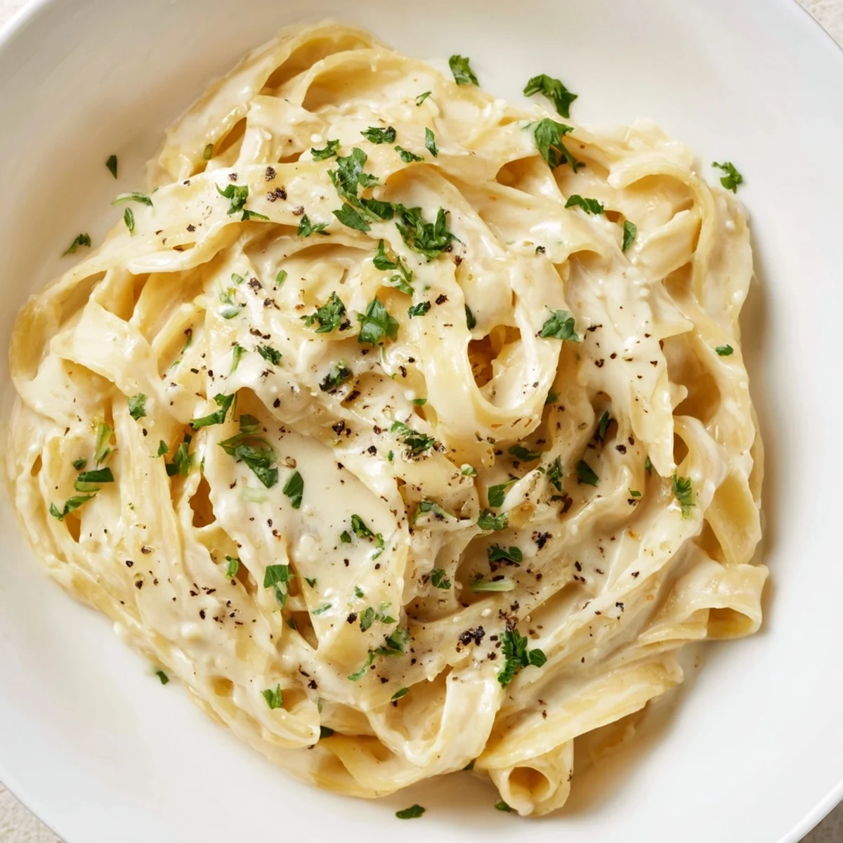 Creamy Alfredo Pasta: A steaming bowl of classic Alfredo, coated in Parmesan cheese and herbs.