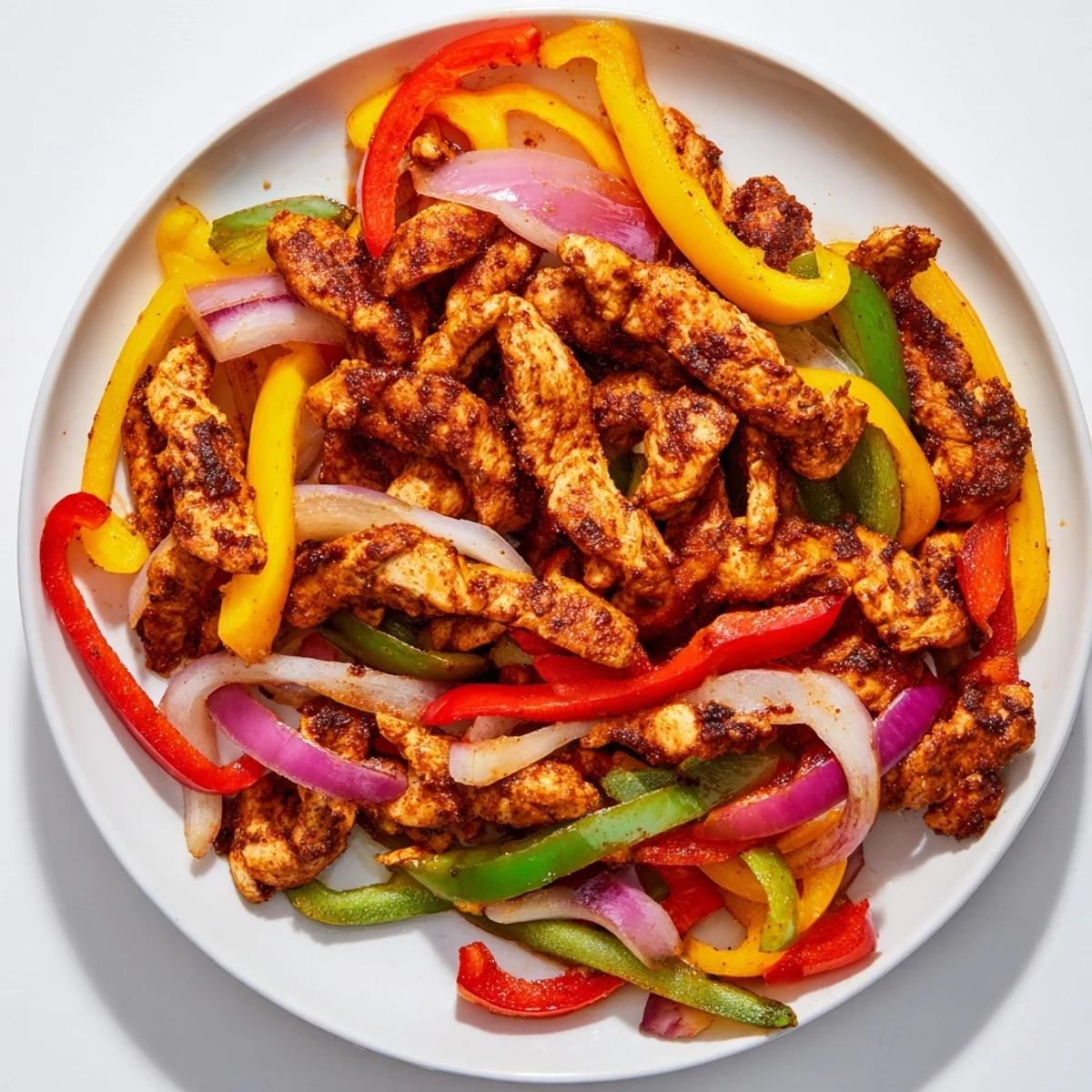 Sheet-Pan Chicken Fajitas: A close-up of sizzling, colorful chicken and vegetable fajitas ready to serve.