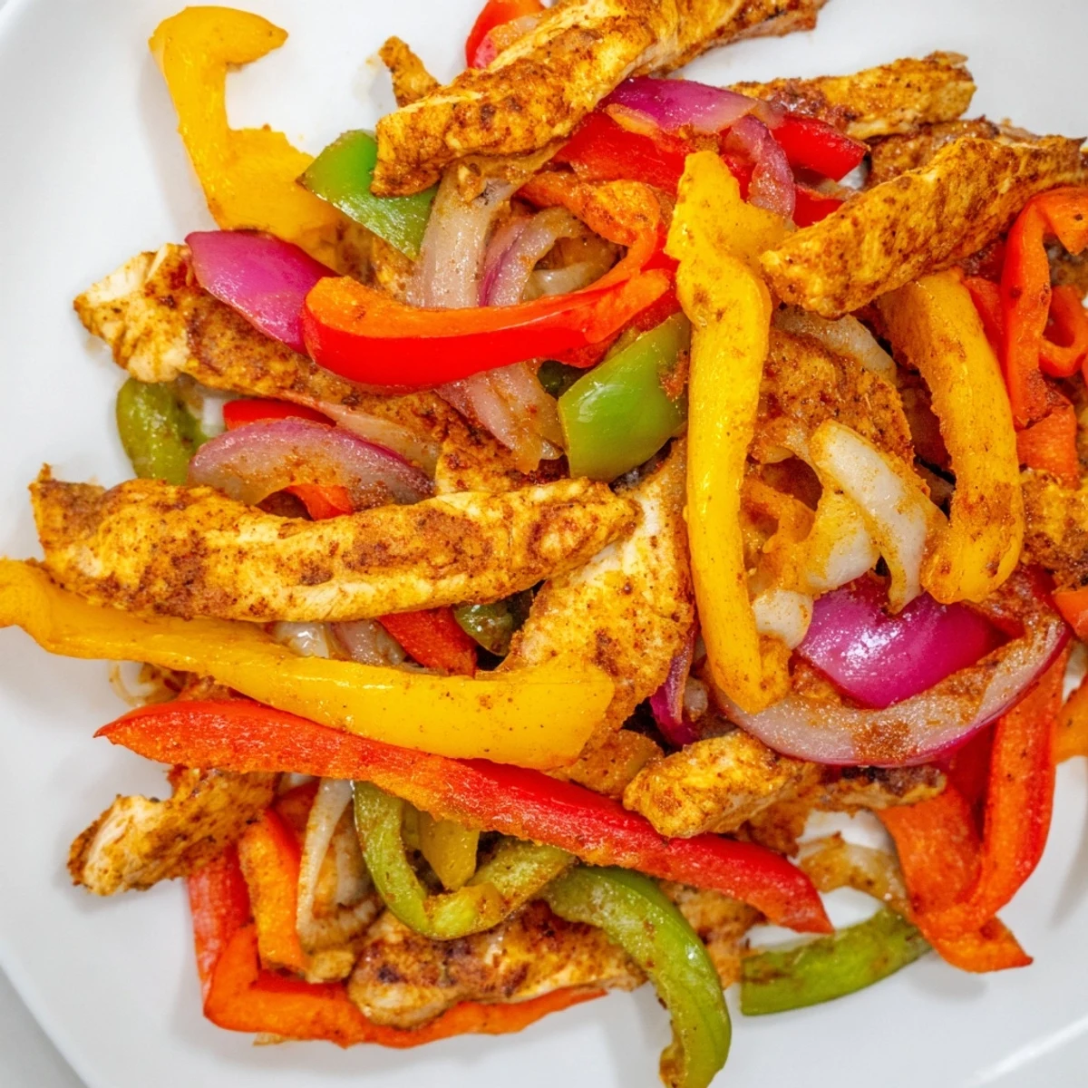 Sheet-Pan Chicken Fajitas, perfectly roasted, juicy chicken strips and vibrant vegetables, ready to enjoy.