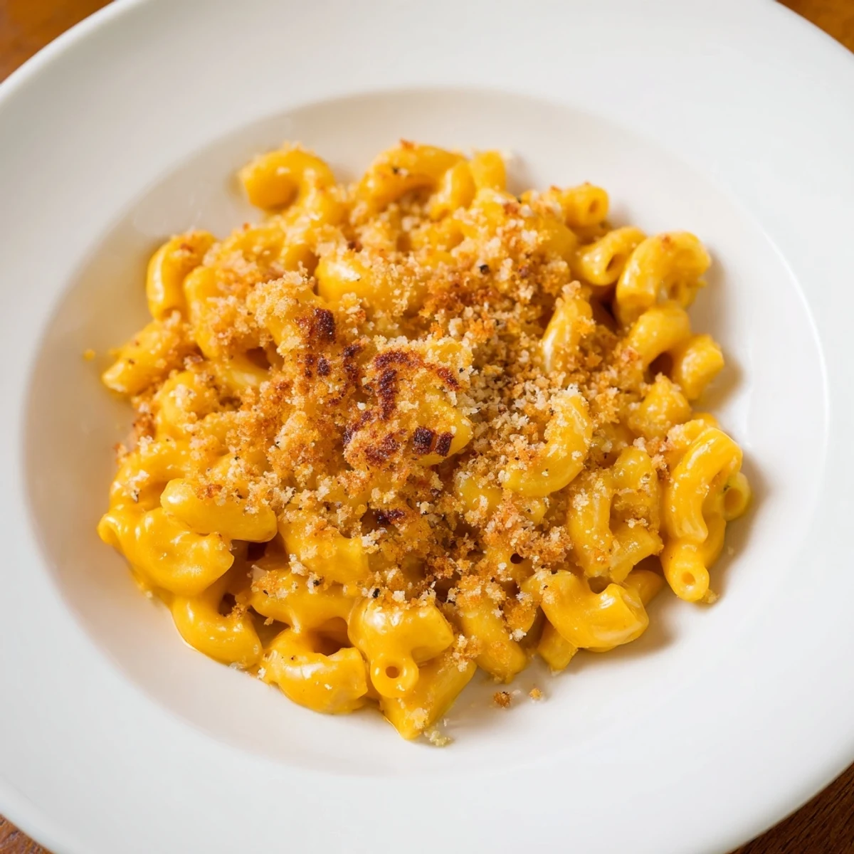 Golden-baked Pumpkin Mac & Cheese, bubbling in a casserole dish, perfect for a cozy dinner.