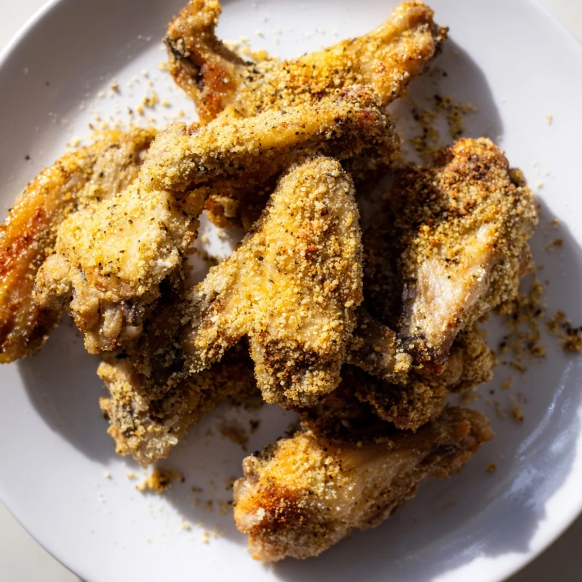 Golden, crispy Baked Parmesan Chicken Wings fresh from the oven, ready for serving.