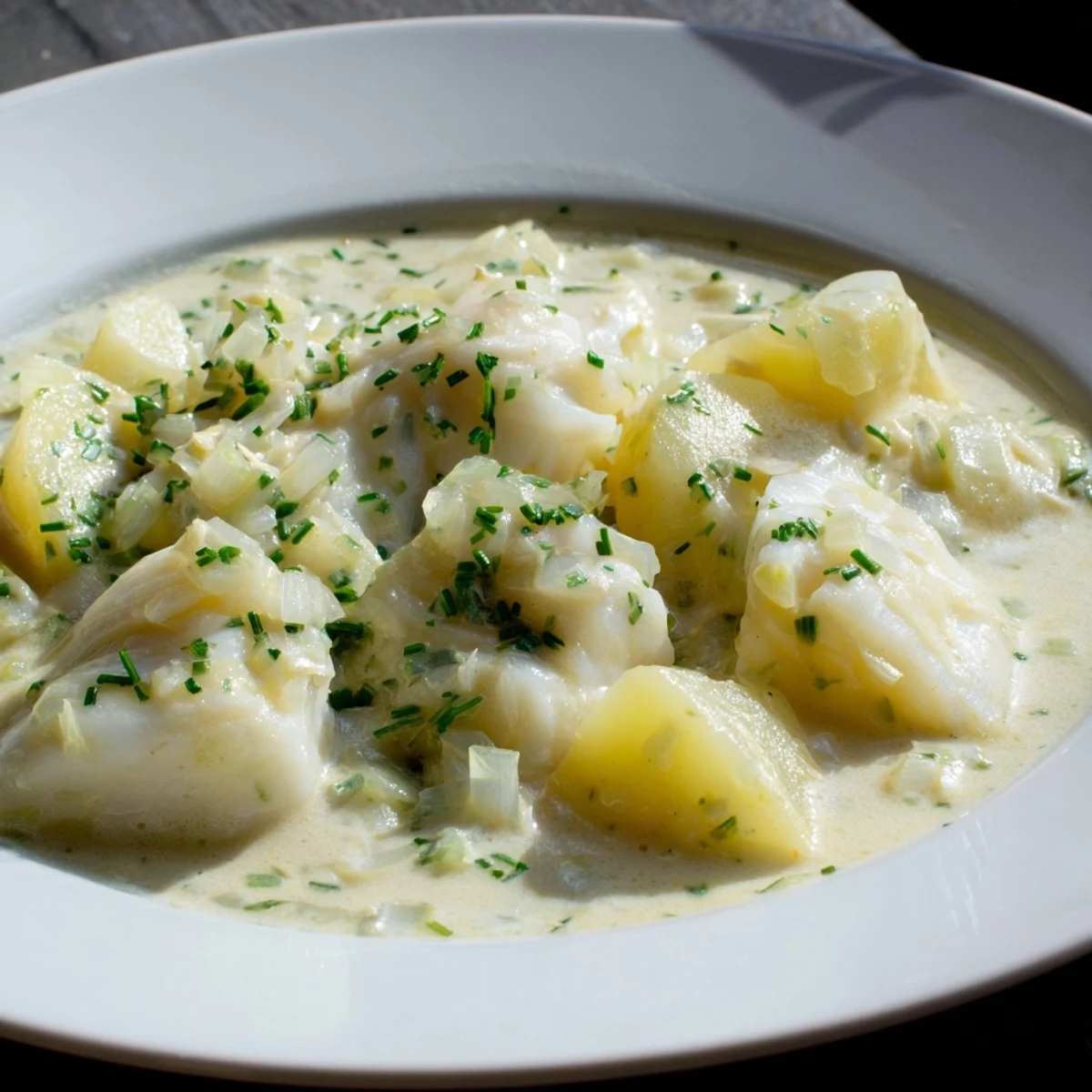 Creamy Icelandic Fish Stew, filled with flaked white fish, potatoes, and fresh herbs, perfect for a cozy dinner.
