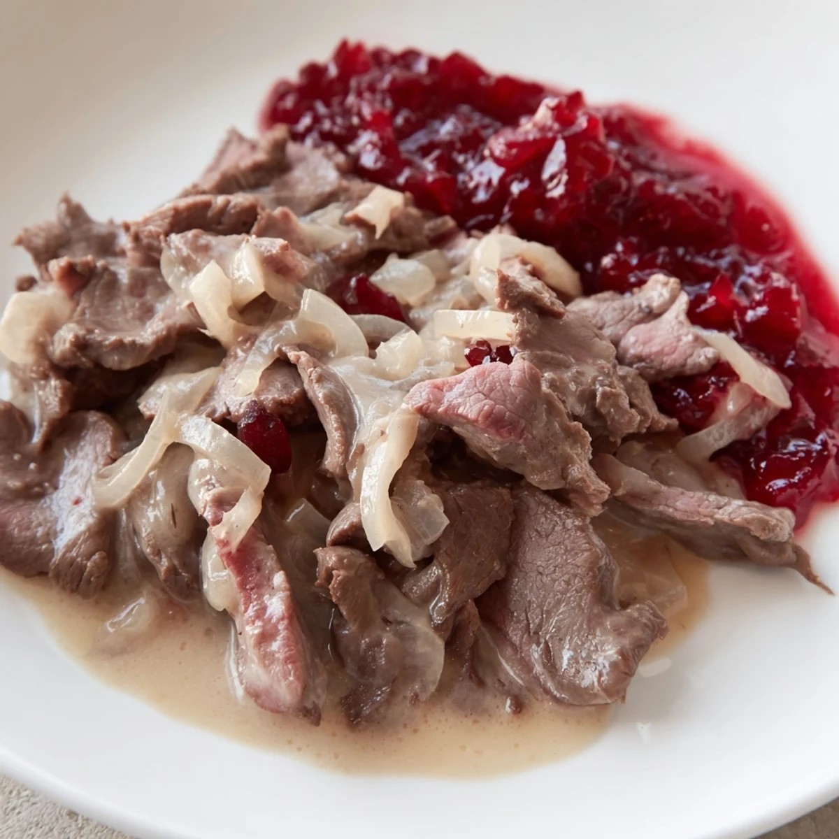A steaming bowl of Finnish reindeer stew, featuring rich, slow-cooked meat and flavorful broth, ready to serve.
