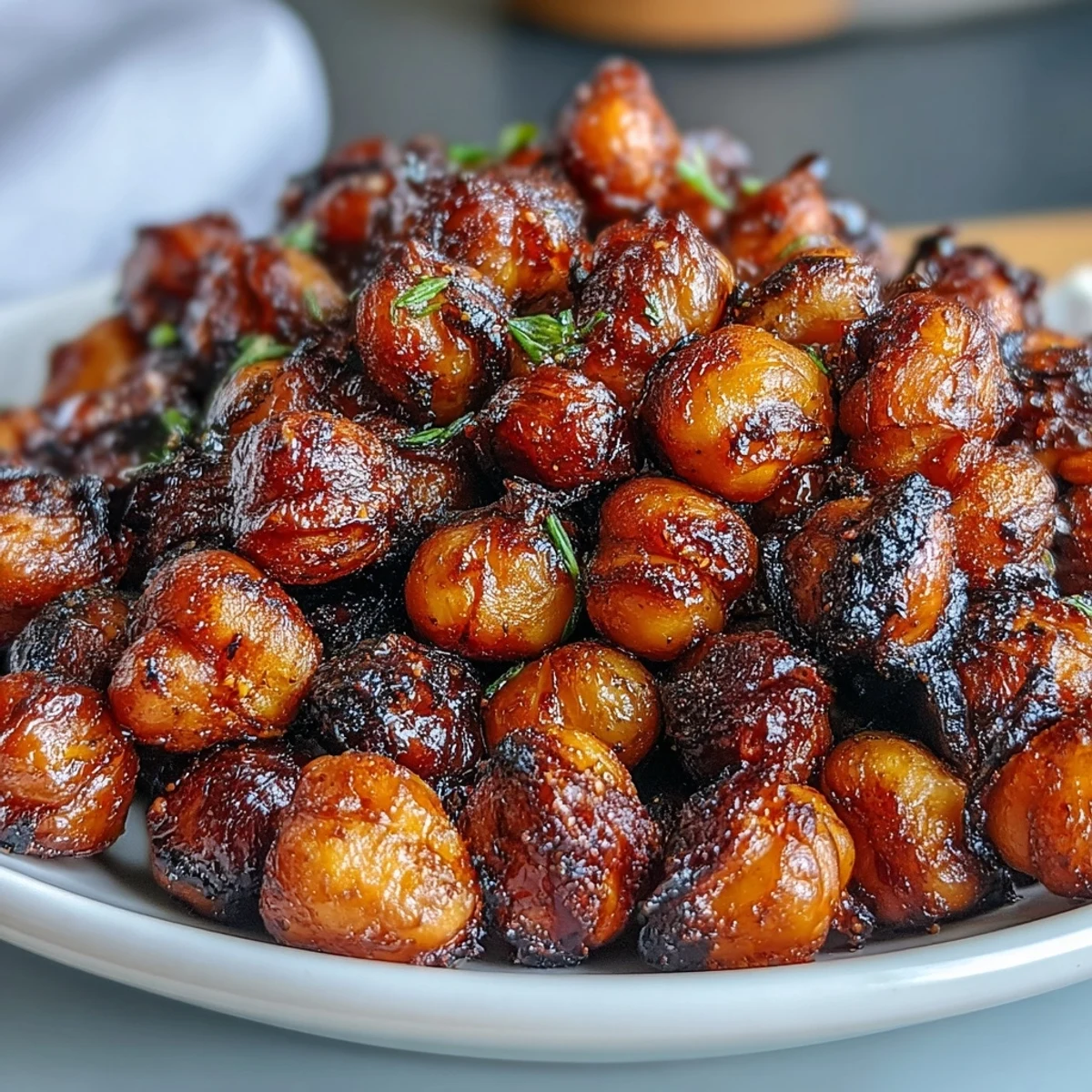 Spiced Crispy Chickpea Snack cooling on parchment paper, offering a crunchy, protein-rich vegan munch.