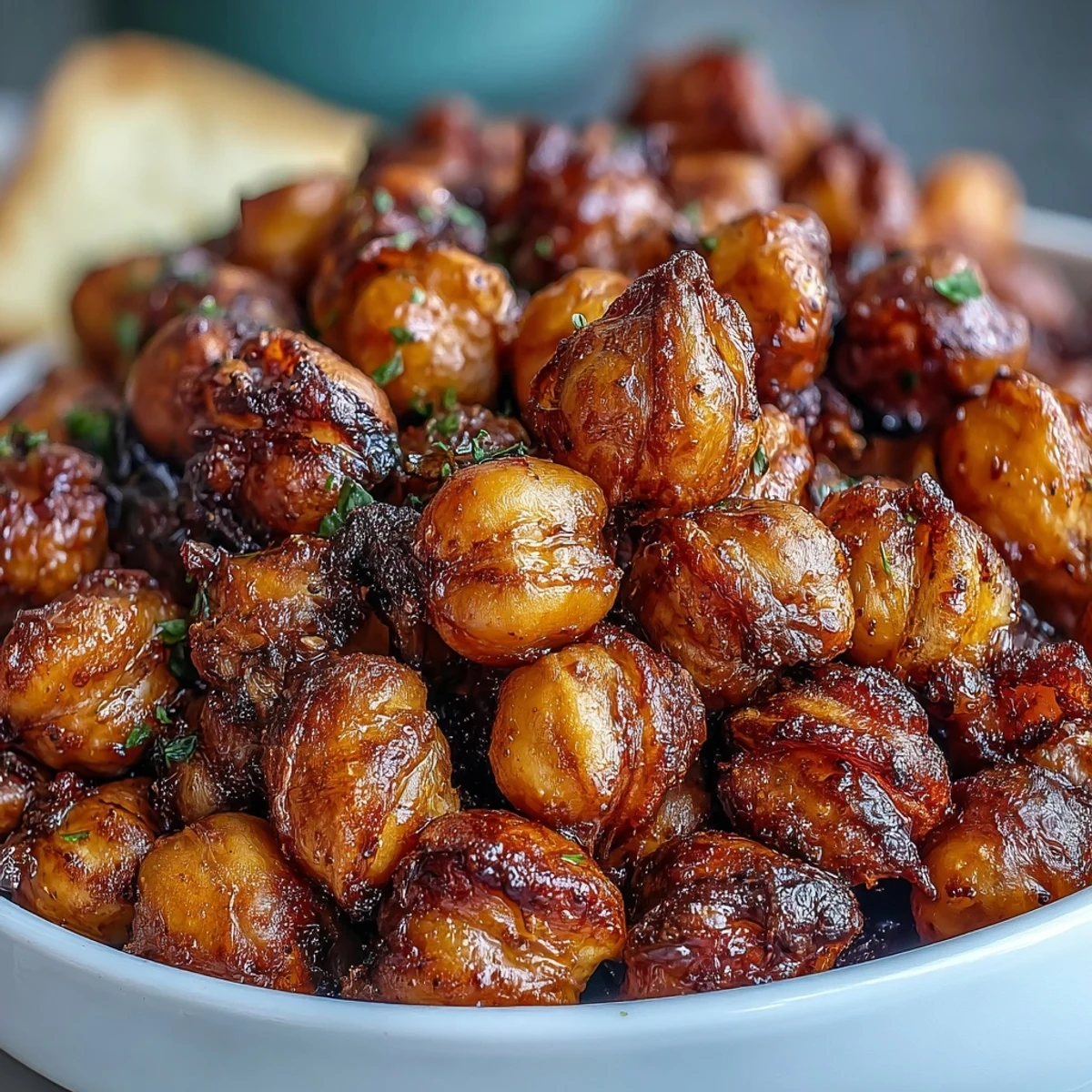 Homemade Crispy Chickpea Snack tossed in warming spices, perfect for topping salads or grain bowls.