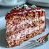 Elegant Bridal Shower Rosé Velvet Cake with creamy frosting and decadent gold cascade.