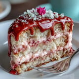 Pretty pink rosé velvet cake, drizzled with shimmering gold, perfect for parties.