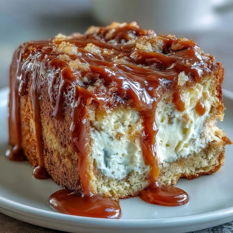Freshly baked Caramel Cream Cheese Bread with a golden crust, revealing a moist crumb and marbled cream cheese swirl.