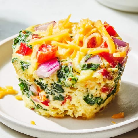 These savory egg muffins with spinach and tomatoes offer a quick, healthy, and flavorful grab-and-go meal.