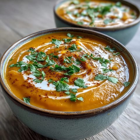 Vibrant orange Carrot, Celeriac and Chilli Soup served in a rustic ceramic bowl next to crusty gluten-free bread.  