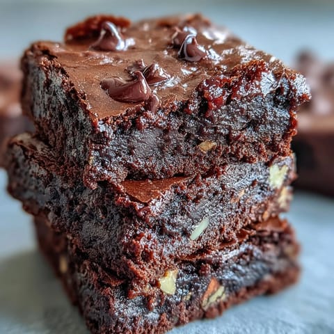 Freshly baked Greek Yogurt Brownies cooling on a wire rack, with a tall glass of milk ready for dipping.