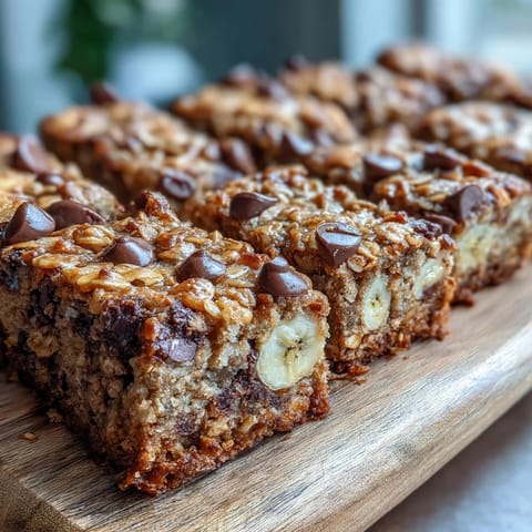 Soft and chewy banana baked oatmeal bars offer a healthy breakfast or snack.