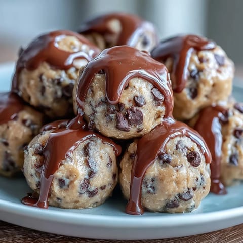 Creamy vegan chickpea cookie dough bites studded with rich dark chocolate chips, perfect for a healthy snack or dessert.
