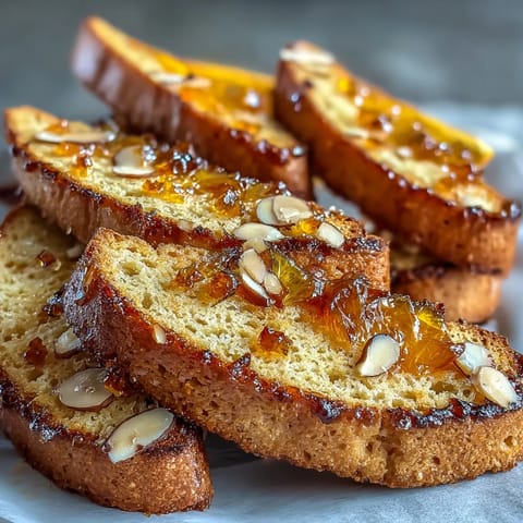 Golden-baked candied orange biscotti with crunchy almonds, perfect for coffee or tea time snacking.  