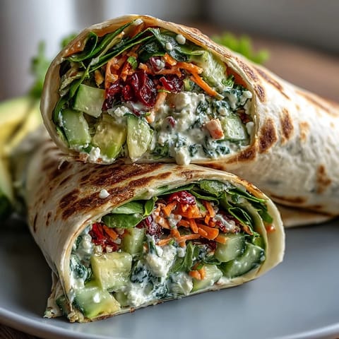 Crunchy carrots, crisp cucumber, and creamy avocado wrapped in soft tortillas with zesty lemon aioli sauce.  