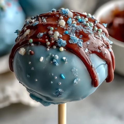 Magical cake pops inspired by Pisces zodiac, featuring galaxy hues and sparkling edible glitter, making them an enchanting treat for special occasions.