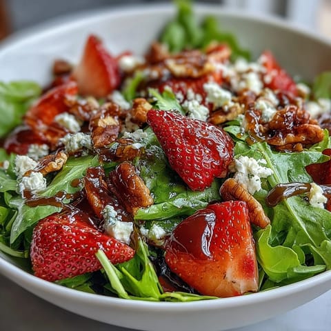 Spring Dinner Party Strawberry Arugula Salad with Balsamic Glaze