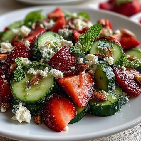 Cucumber Strawberry Mint Salad