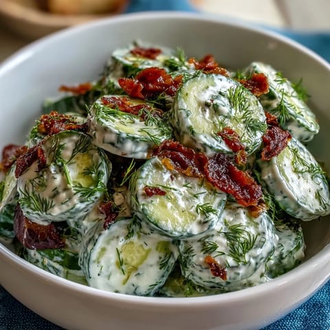 Creamy Cucumber Salad with Dill and Greek Yogurt, a refreshing summer side dish with crisp cucumbers in a tangy yogurt dressing.