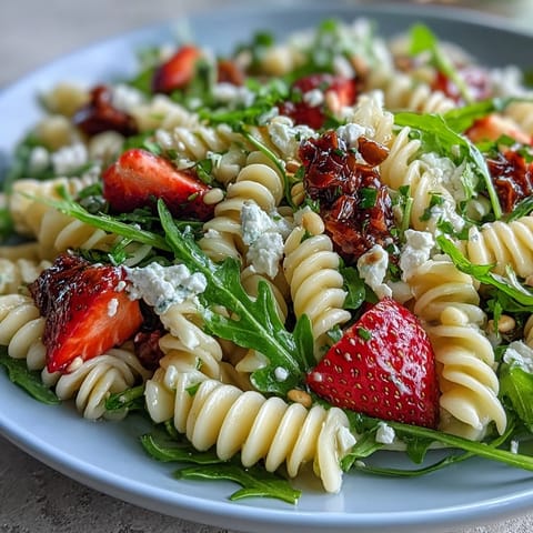Spring Pasta Strawberries Feta Arugula