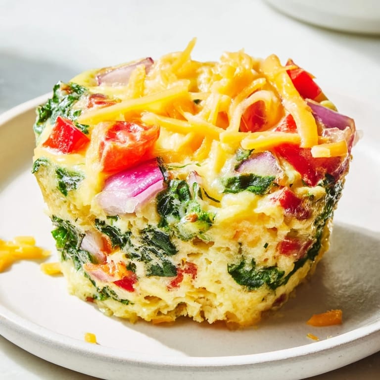 These savory egg muffins with spinach and tomatoes offer a quick, healthy, and flavorful grab-and-go meal.