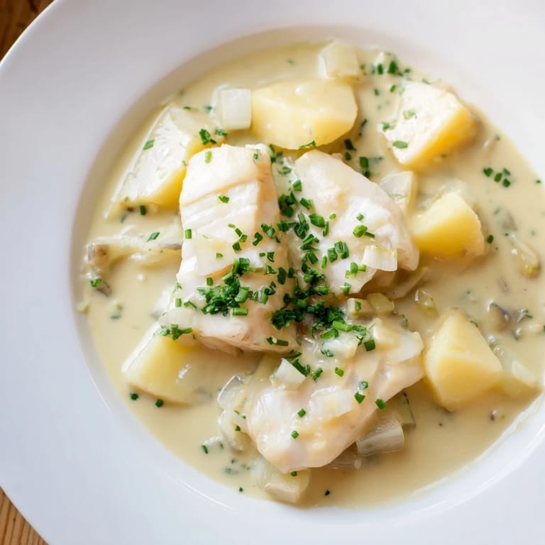This vibrant photo displays a steaming bowl of Icelandic Fish Stew, a comforting dish with tender fish and creamy broth.