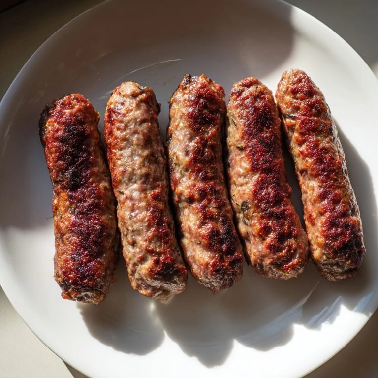 A plate of freshly grilled Romanian mici, accompanied by crusty bread, hinting at a satisfying, flavorful dish.