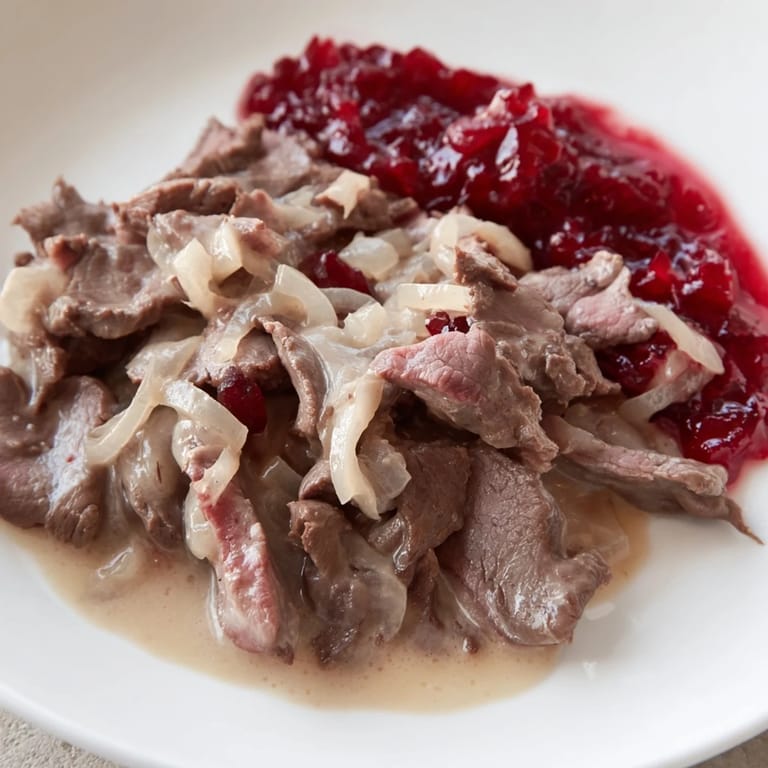 A steaming bowl of Finnish reindeer stew, featuring rich, slow-cooked meat and flavorful broth, ready to serve.