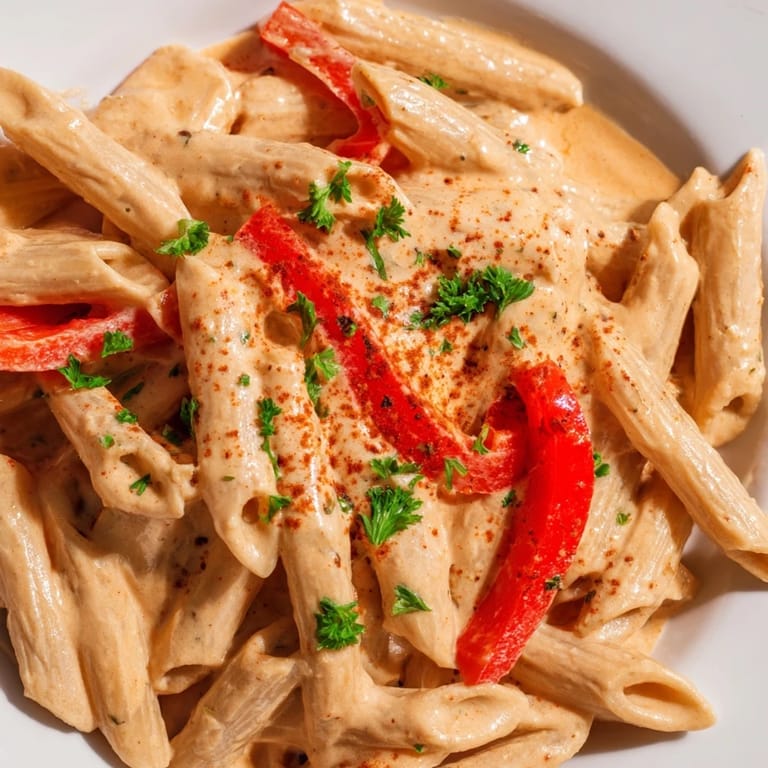 A fork twirls into creamy pasta, showcasing the rich sauce with Cajun spices and sautéed onions for a comforting meal.