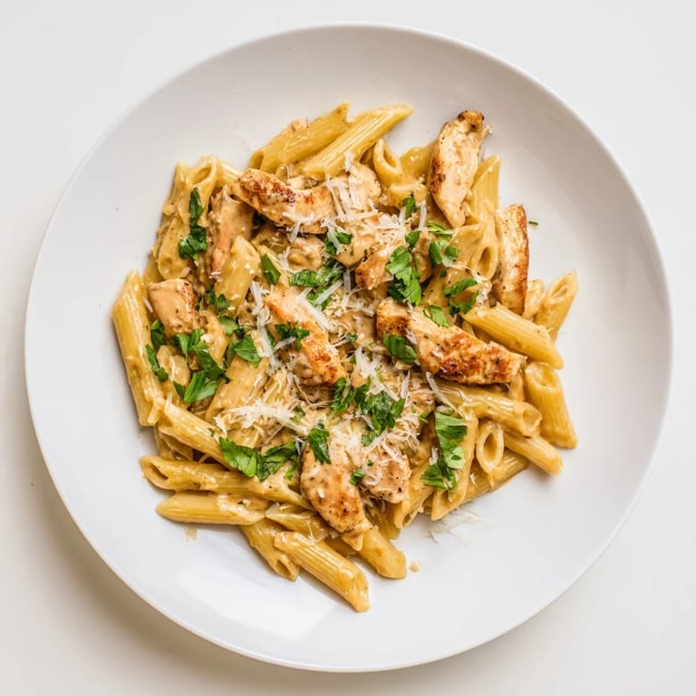 Golden seared chicken breast and al dente penne tossed in a rich, creamy honey chipotle sauce.