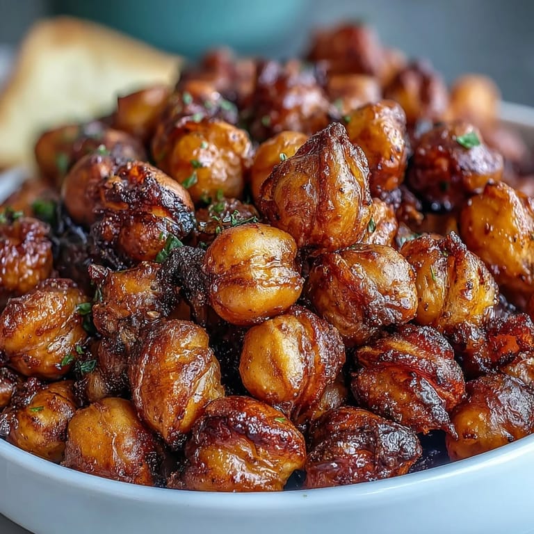 Homemade Crispy Chickpea Snack tossed in warming spices, perfect for topping salads or grain bowls.