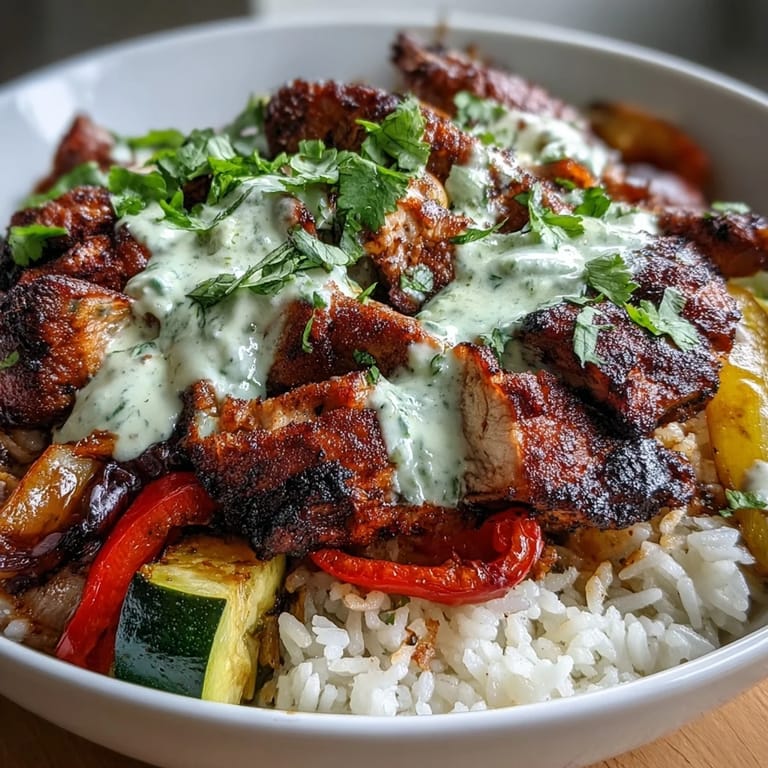 Hearty blackened chicken bowl loaded with tender chicken and fresh sautéed vegetables.