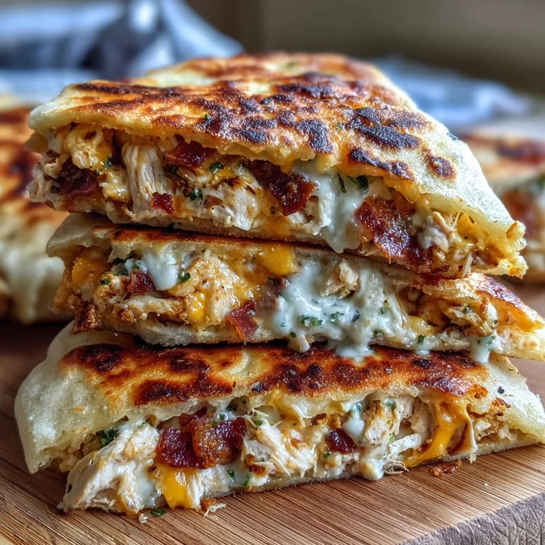 Savory Ranch Crack Chicken Stuffed Naan served warm with fresh herbs and a dipping sauce.