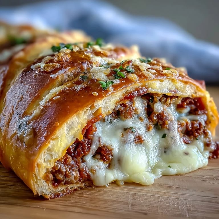 Golden-brown Baked High-Protein Pepperoni Stromboli, fresh from the oven, dusted with parsley and ready to slice for a high-protein family meal.