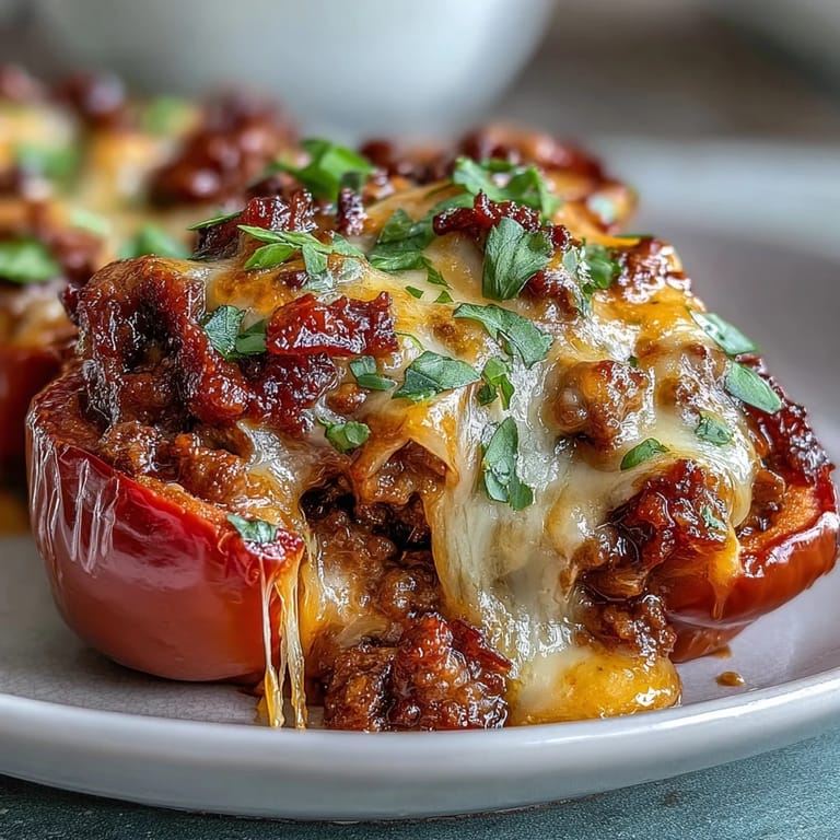 Vibrant bell peppers packed with spicy taco meat mixture and topped with gooey cheddar, a colorful and satisfying keto-friendly meal.