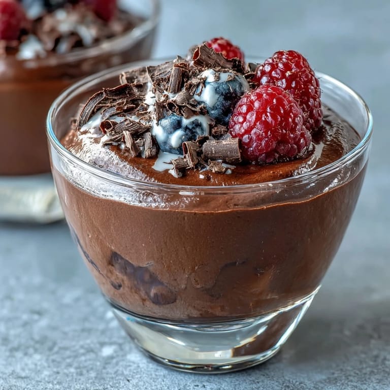 Silky smooth cottage cheese chocolate mousse blended to perfection, served chilled with a dollop of Greek yogurt for a nutritious post-workout treat.