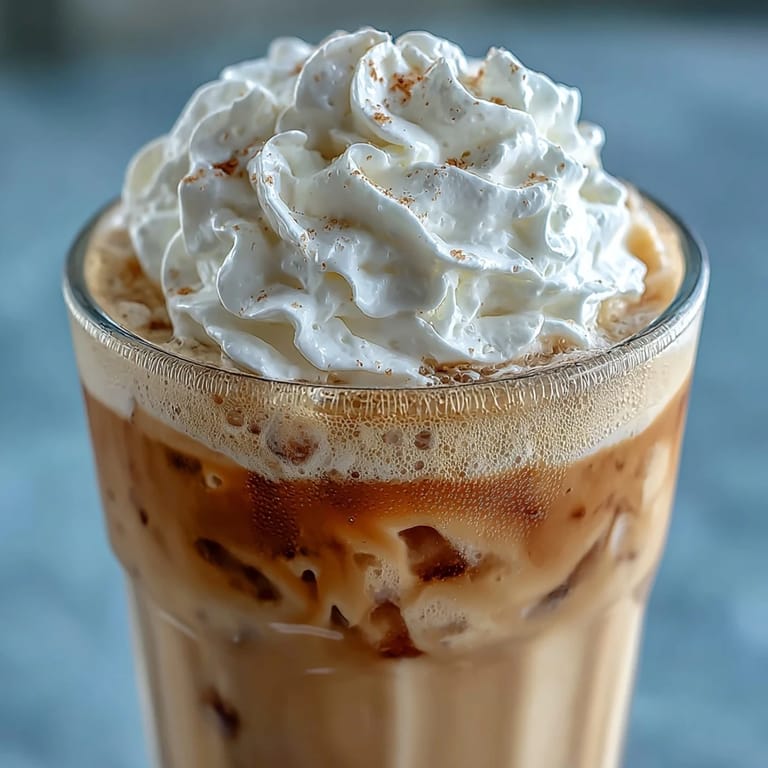 Refreshing iced vanilla bean frappuccino with rich coffee flavor and dairy-free coconut whipped cream topping.