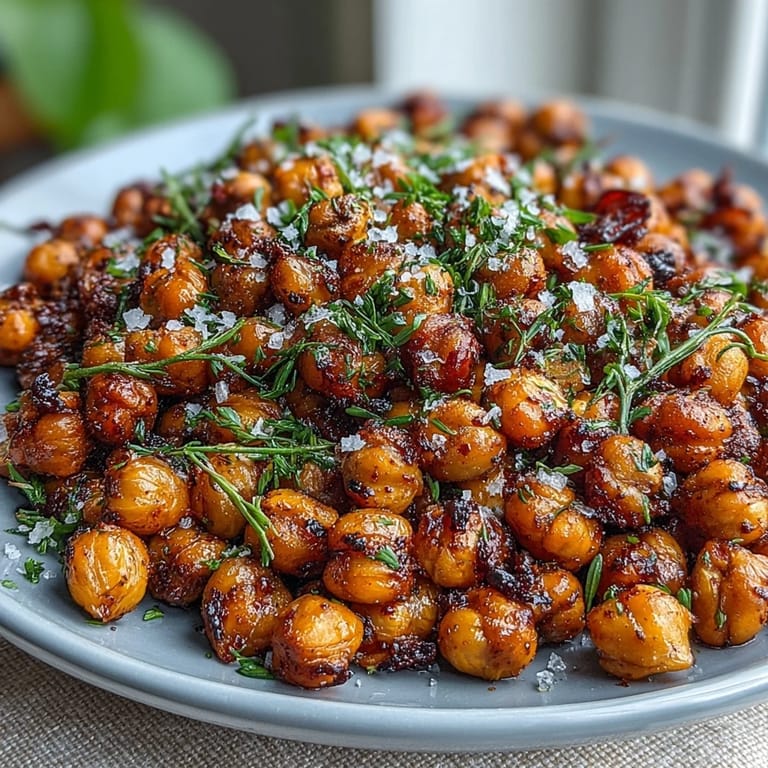 Crunchy chickpeas sprinkled with sea salt, perfect for healthy snacking or adding texture to salads and soups.