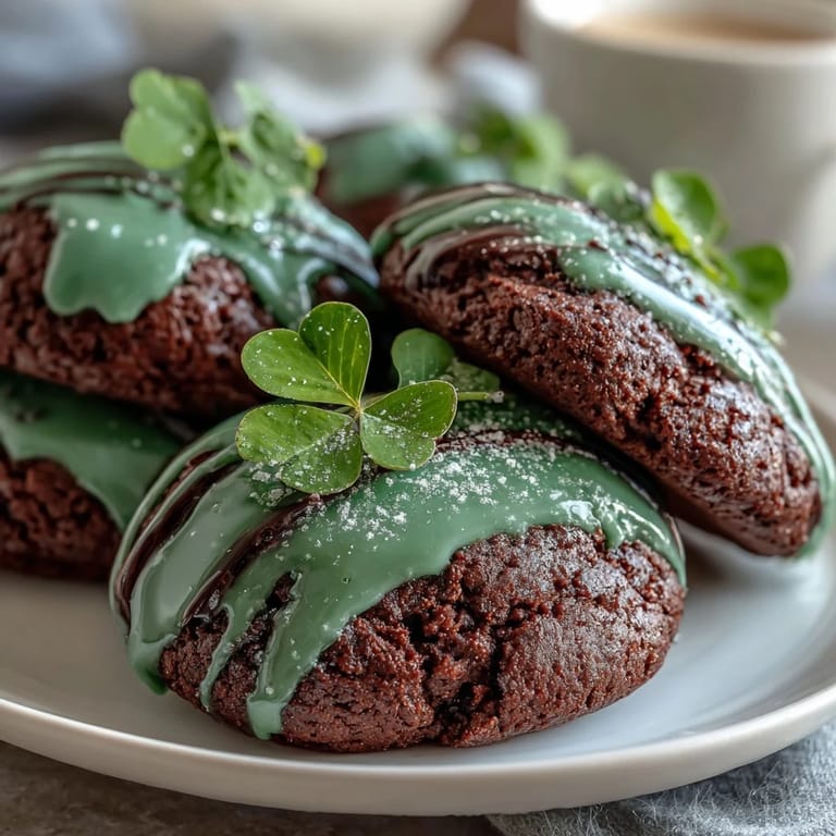 Buttery shamrock-shaped sugar cookies with vibrant green royal icing, ideal for holiday baking and sharing.