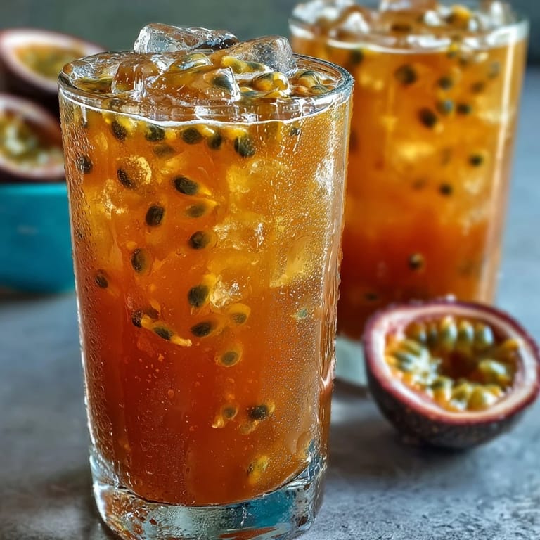 Bright Tropical Sunrise Mocktail featuring layered passionfruit, orange, and sweet grenadine syrup.