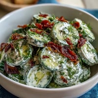 Creamy Cucumber Salad with Dill and Greek Yogurt, a refreshing summer side dish with crisp cucumbers in a tangy yogurt dressing.
