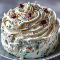 Spring Birthday Party Sprinkle Funfetti Dip Cake, a vibrant, layered dessert loaded with sprinkles.